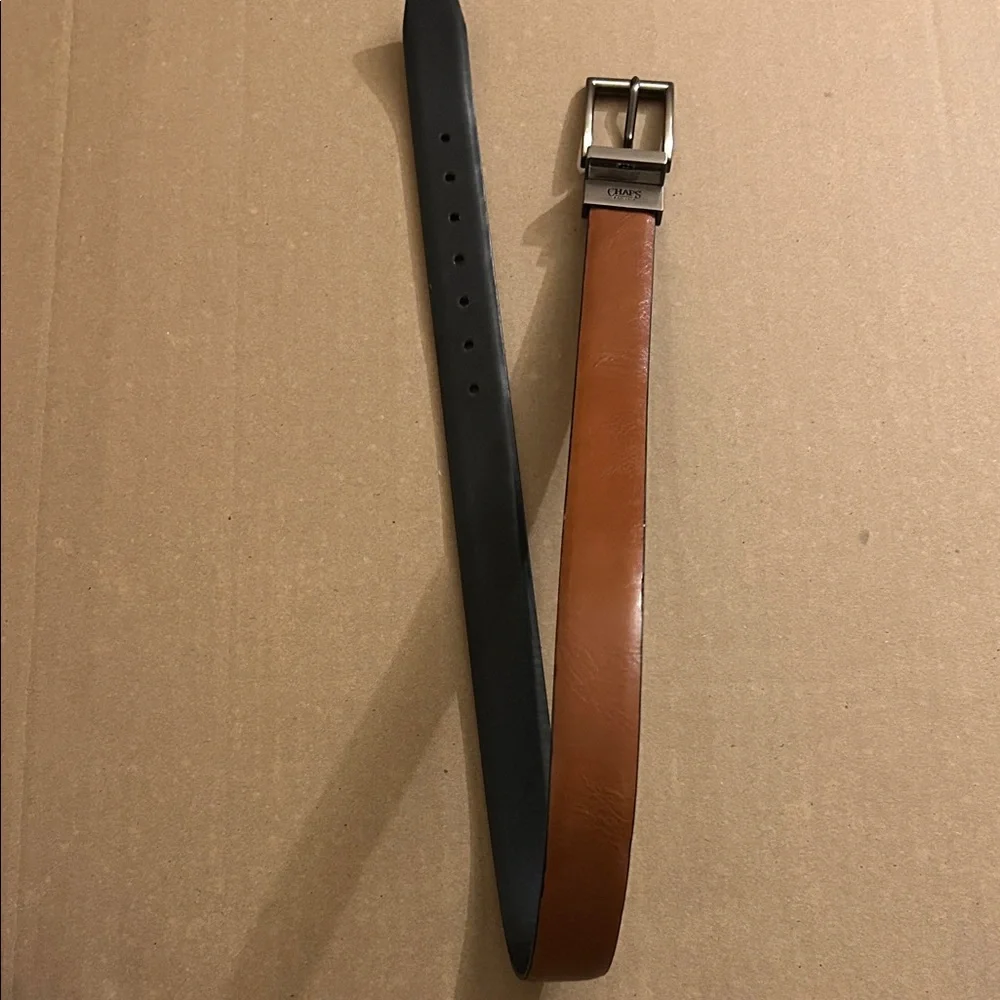 Chaps Black and Brown Reversible Synthetic Leather Belt